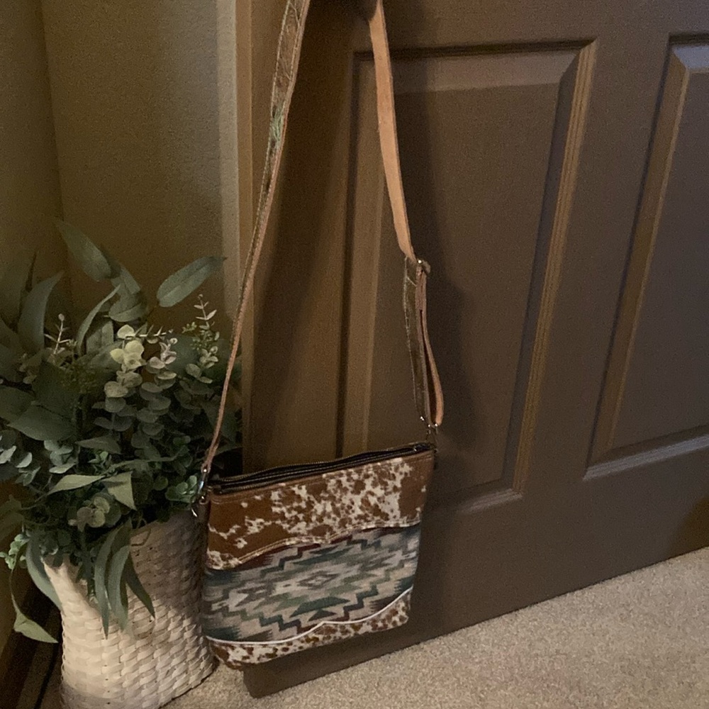 Merrick’s Custom Leather Pendleton/HOH/Leather Teeter Crossbody Bag Like New! - Picture 2 of 6
